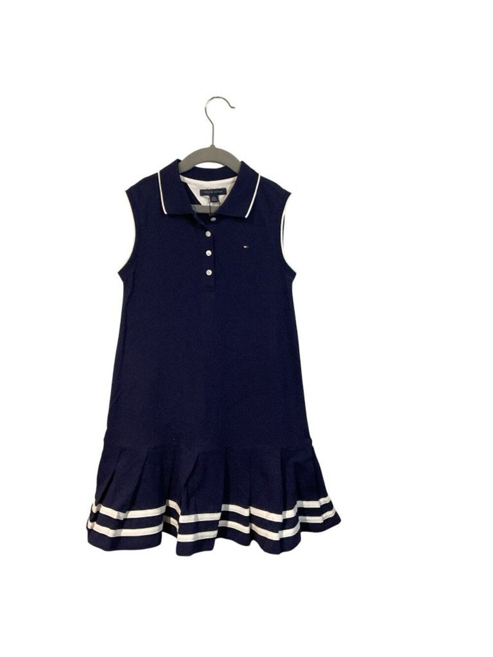 Tommy Hilfiger Girls Sleeveless Navy Dress - Size M (8-10)  Pleated